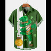Men's St. Patrick's Day Fun Flag Panel Print Short Sleeve hawaiian Shirt
