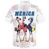 Flamingo Hawaiian Shirt, Full Printed Flamingo Drinking Beer In Usa Flag Happy Independence Day, 4Th Of Jul Gift