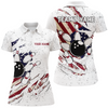 Custom American Flag Bowling Shirt for Women Custom Bowling Team Jersey Bowling Polo Shirt QZT122