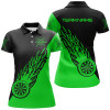 Custom Personalized Green Black Flame Womens Darts Polo Shirt Darts Shirt For Women Dart Jerseys LDT1343