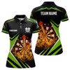 Custom Black Green Fire Flame Womens Darts Polo Shirt Custom Darts Shirt For Women Dart Jerseys LDT1389