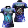 Custom Purple Thunder Lightning 3D Darts Polo Shirt Custom Dart Shirts For Women Dart Jerseys LDT1243