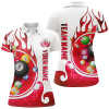 Custom Personalized Name Billiard Fire Polo Shirts For Women Custom Team Name Billiard Shirt Design | Red TDM0916