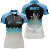 Custom Blue Argyle Womens Disc Golf Polo Shirt Personalized Disc Golf Shirts For Women Golf Gifts LDT1016