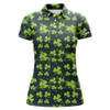 Custom Watercolor Green Clover Leaf St Patrick Day Golf Polo Shirt Custom Name Golf Shirts For Women LDT1329