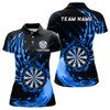 Custom Blue Fire Dartboard Womens Darts Polo Shirt Custom Darts Shirt For Women Dart Jerseys LDT1472
