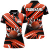 Custom Bowling Shirt for Women Orange&Black Bowling Jersey Bowling Team League Polo Shirt QZT39