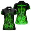 Custom Green Fire Flame Womens Darts Polo Shirt Custom Dart Shirts For Women Dart Jerseys LDT1326