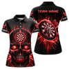 Custom Black Red Skull Womens Darts Polo Shirt Custom Scary Darts Shirt For Women Dart Jerseys LDT1433
