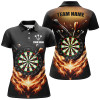 Custom Black Orange Fire Flame Womens Darts Polo Shirt Custom Darts Shirt For Women Dart Jerseys LDT1372