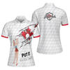 Women Canadian Polo Shirt, Golf Canada Flag Pin Up Girl Short Sleeve Women Polo Shirt, Canadian Golf Shirt For Ladies