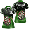 Custom Green Thunder Lightning Womens Darts Polo Shirt Custom Darts Shirt For Women Dart Jerseys LDT1454