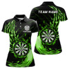 Custom Green Fire Dartboard Womens Darts Polo Shirt Custom Darts Shirt For Women Dart Jerseys LDT1473