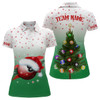 Custom Personalized Funny Christmas Tree Billiard Balls Green 3D Women Polo Shirts, Christmas Shirt Ideas TDM0514