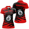 Custom Red 8 Ball Pool Billiard Jerseys Polo Shirts For Women Custom Team League Billiard Shirts TDM0698
