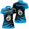 Custom Blue 8 Ball Pool Billiard Jerseys Polo Shirts For Women Custom Team League Billiard Shirts TDM0697