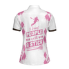 Lacrosse Women Polo Shirt, I Beat People With A Stick Lacrosse Short Sleeve Women Polo Shirt, White And Pink Lacrosse Shirt For Ladies