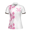 Lacrosse Women Polo Shirt, I Beat People With A Stick Lacrosse Short Sleeve Women Polo Shirt, White And Pink Lacrosse Shirt For Ladies