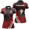 Custom Black Red Billiard 8 Ball Pool Women Polo Shirts Custom Billiard Shirts, Billiard Jerseys Apparel TDM1224