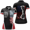 Custom Personalized Vintage American Flag Target Archery Polo Shirts For Women, Custom US Arrows Flag Shirts VHM0775