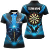 Custom Blue Thunder Lightning Womens Darts Polo Shirt Custom Dart Shirts For Women Dart Jerseys LDT1373