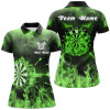 Custom Green Fire Flame Womens Darts Polo Shirts Custom Darts Shirt For Women Dart Jerseys LDT1378