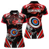 Custom Archery 3d Target Red Jersey For Women Custom Name Archery Polo Shirts Team League Archery Shirts TDM1024