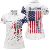 Custom Personalized White Grunge US Flag Target Archery 3D Polo Shirts For Women, Custom Bow Archery Shirts VHM0988