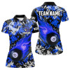 Custom Personalized Blue Billiard Ball 8 Fire Flame Women Polo Shirt Custom 8 Ball Pool Billiard Team Jersey TDM1348
