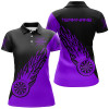Custom Personalized Purple Black Flame Womens Darts Polo Shirt Darts Shirt For Women Dart Jerseys LDT1342