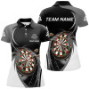 Custom Personalized Grey Black Womens Darts Polo Shirt Custom Darts Shirt For Women Dart Jerseys LDT1075