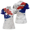 Custom Personalized Grunge Style American Flag Billiard Women Polo Shirts, Patriotic Billiard Shirts TDM0715