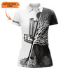 Custom Womens Disc Golf Polo Shirt Custom Name Black & White Disc Golf Basket, Personalized Disc Golf Shirts, Perfect Gift For Women
