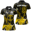 Custom Personalized Yellow Grunge 9 Ball Billiard Women Polo Shirts, Custom Billiard Jersey For Pool Player TDM1411