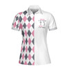 Jesus Women Polo Shirt, Jesus Is My Savior Golf Is My Therapy Short Sleeve Women Polo Shirt, Argyle Pattern Golf Shirt For Ladies