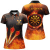 Custom Orange Fire Flame Sports Womens Darts Polo Shirt Custom Darts Shirt For Women Dart Jerseys LDT1440
