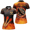 Custom Orange Fire Flame Eagle Womens Darts Polo Shirt Custom Darts Shirt For Women Dart Jerseys LDT1441