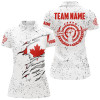 Custom Personalized Grunge Canada Archery Women Polo Shirts, Patriotic Canadian Flag Shirts For Archers TDM0963