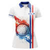 Custom Red, White And Blue Stripe Womens Golf Polo Shirts Custom Golf Ball Womens Golf Tops, Team Golf Shirts Nqs7802