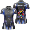 Custom Blue 8 Ball Pool Fire Billiard Balls Women Polo Shirts Customized Team League Billiard Jersey TDM1354