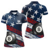 Custom  Grunge American Flag 8 Ball Pool Women Billiard Polo Shirts Custom Patriotic Billiard Attire Jerseys TDM1223