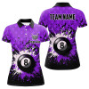 Custom Personalized Purple Grunge 8 Ball Pool Women Billiards Polo Shirts Custom Billiard Team Jerseys Uniform TDM1185