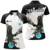 Custom Black And White Women Bowling Polo Shirts Custom Eagle Team Bowling Shirts, Gift For Bowlers | Blue Nqs7404
