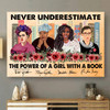 Never Underestimate The Power Of A Girl With A Book Frida Rbg Michelle Maya Feminists Poster and Canvas