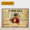 Custom À Mon Fils Certains Jours Vont Être Plus Difficiles French Baseball Boy Father’s Day Customized Personalized Name/Number Poster and Canvas