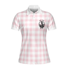 Sexy Golf Girl With A Golf Club Golf Short Sleeve Women Polo Shirt, White And Pink Golf Shirt For Ladies - Perfect Gift For Women, Female, Golfers