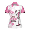 Ladies Mrs. Bones Golf Pink Argyle Pattern Short Sleeve Women Polo Shirt, Proof That Women Can Drive White And Pink Golf Shirt For Ladies