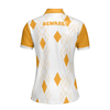 Crazy Golf Lady Short Sleeve Women Polo Shirt, White And Yellow Golf Shirt For Ladies, Funny Female Golf Gift, Best Gift Ideas For Golfers Women