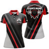 Custom Black&Red Bowling Polo Shirt For Women Vintage Bowling Team League Jersey Custom Bowling Shirt BDT181
