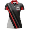 Custom Black&Red Bowling Polo Shirt For Women Vintage Bowling Team League Jersey Custom Bowling Shirt BDT181